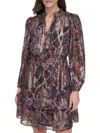 Vince Camuto Petites Womens Metallic Ruffled Mini Dress In Multi