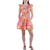 Vince Camuto Petites Womens Floral Print Short Mini Dress In Pink