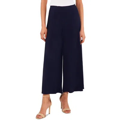 Vince Camuto Petites Womens Solid Polyester Wide Leg Pants In Blue