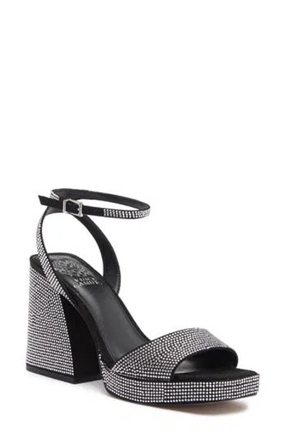 Vince Camuto Pilannaa Rhinestone Block Heel Sandal In Black