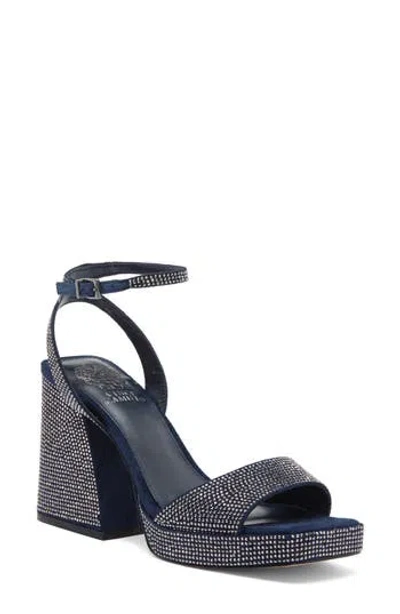 Vince Camuto Pilannaa Rhinestone Block Heel Sandal In Sapphire