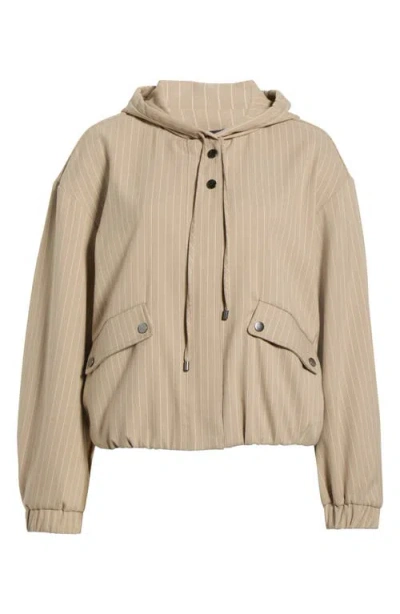 Vince Camuto Pinstripe Hooded Jacket In Brown