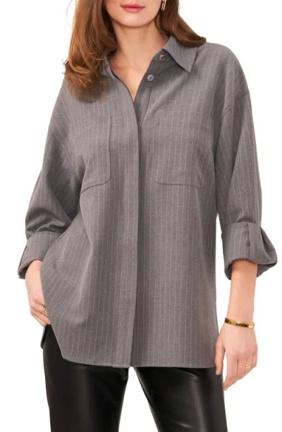 Vince Camuto Pinstripe Oversize Shirt Jacket In Steel Heather