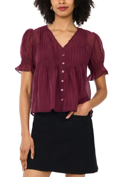 Vince Camuto Pintuck Chiffon Top In Brown