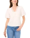 VINCE CAMUTO PINTUCKED LACE TRIM TOP