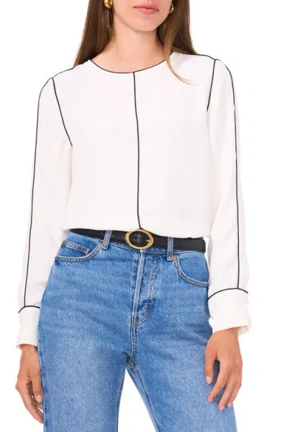 Vince Camuto Women's Piped Long-sleeve Top In New Ivory