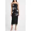 Vince Camuto Placed Sequin Floral Gown In Black