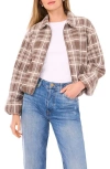 Vince Camuto Plaid High Pile Fleece Bubble Jacket In Multi