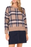 Vince Camuto Plaid Jacquard Sweater In Brown