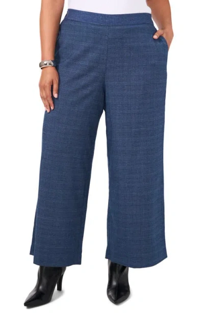 Vince Camuto Plaid Wide Leg Pants In Classic Navy
