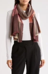 Vince Camuto Plaid Wrap Scarf In Wine