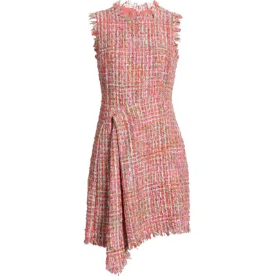 Vince Camuto Pleat Detail Bouclé Dress In Pink Multi
