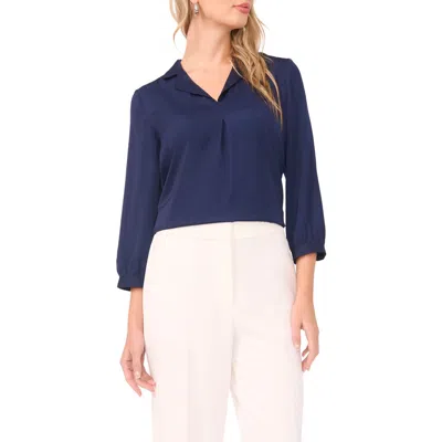 Vince Camuto Pleat Front Satin Shirt In Blue