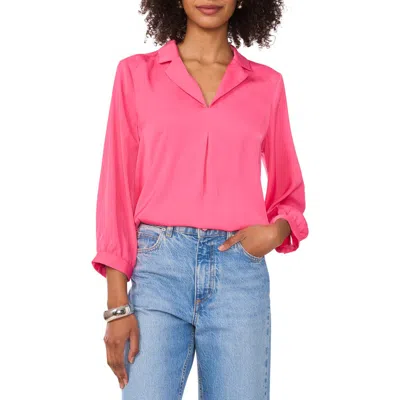 Vince Camuto Pleat Front Satin Shirt In Pink Bliss