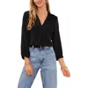 Vince Camuto Pleat Front Satin Shirt In Rich Black