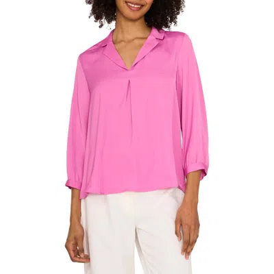 Vince Camuto Pleat Front Satin Shirt In Violet Blush