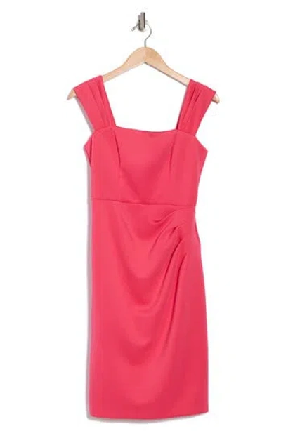 Vince Camuto Pleatd Scuba Sheath Dress In Hot Pink
