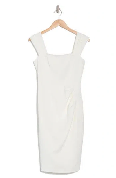 Vince Camuto Pleatd Scuba Sheath Dress In Ivory
