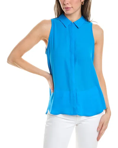 Vince Camuto Pleated Back Blouse In Blue