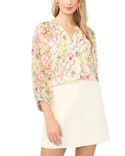 Vince Camuto Pleated Blouson Sleeve Blouse In Pink