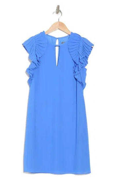 Vince Camuto Pleated Cap Sleeve Chiffon Shift Dress In Periwinkle