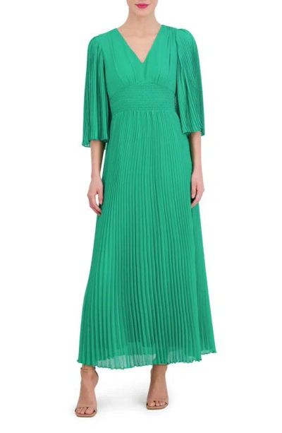 Vince Camuto Pleated Chiffon Maxi Dress In Green
