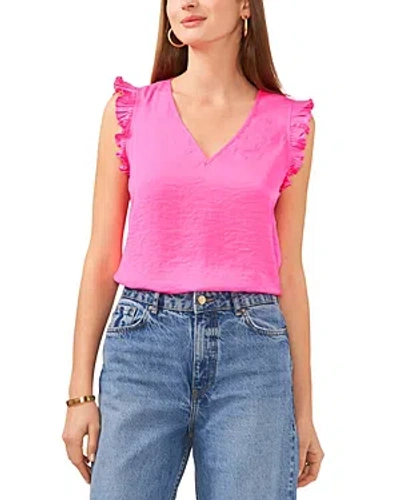 Vince Camuto Pleated Ruffle Blouse In Hot Pink