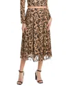 Vince Camuto Pleated Midi Skirt In Brown