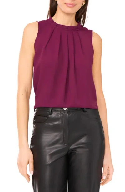 Vince Camuto Pleated Mock Neck Jersey Top In Purple