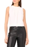 Vince Camuto Pleated Mock Neck Jersey Top In White