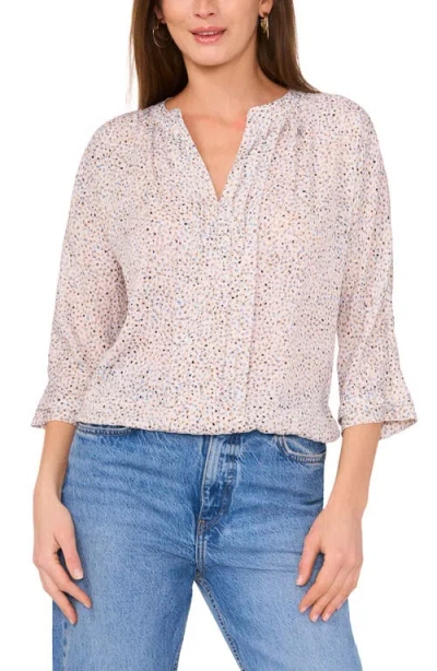 Vince Camuto V Neck Pleated Front Blouse In New Ivory