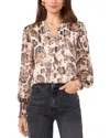 Vince Camuto Metallic Stripe Paisley Ruffle Sleeve Top In Cafe Sky