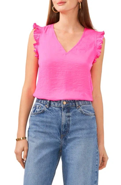 Vince Camuto Pleated Ruffle Blouse In Hot Pink