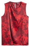 Vince Camuto Pleated Sleeveless Satin Top In Burgundy