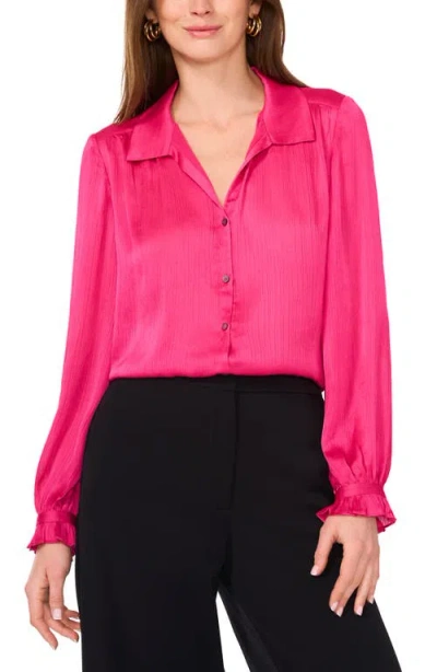 Vince Camuto Plissé Button-up Shirt In Pink