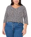 Vince Camuto Plus Size 3/4-sleeve V-neck Top In Rich Black