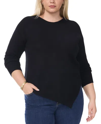 Vince Camuto Plus Size Asymmetric-hem Sweater In Rich Black