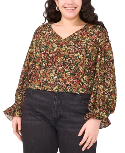 Vince Camuto Plus Size Balloon Sleeve V-neck Blouse In Red