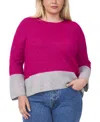 Vince Camuto Plus Size Colorblocked Crewneck Sweater In Euphoria