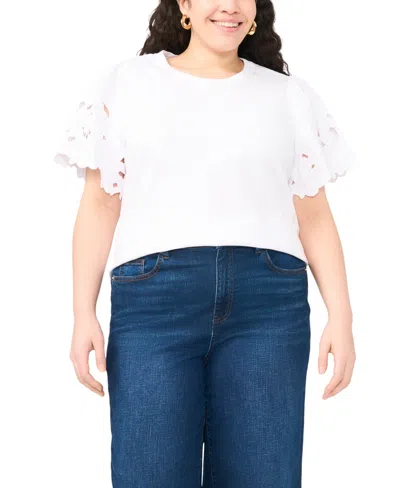 Vince Camuto Plus Size Crewneck Pull-on Top In White