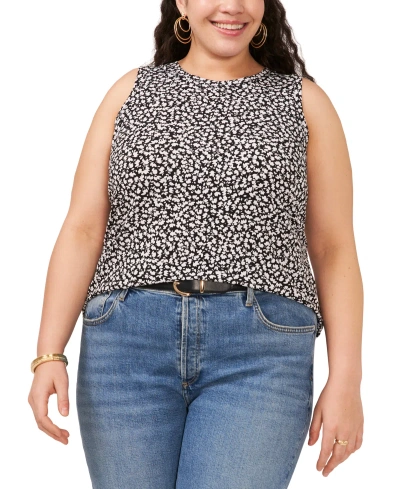 Vince Camuto Plus Size Crewneck Sleeveless Tank Top In Rich Black