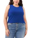 Vince Camuto Plus Size Round-neck Sleeveless Tank Top In Goddess Blue
