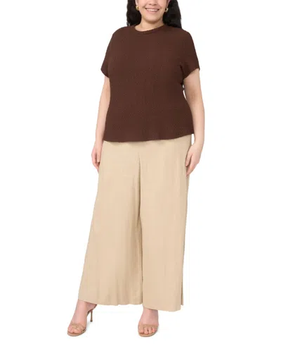Vince Camuto Plus Size Crewneck T-shirt In Brown