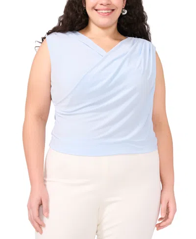 Vince Camuto Plus Size Draped Cross-neck Sleeveless Top In Frozen