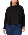 Vince Camuto Plus Size Drop Shoulder Boxy Long-sleeve Top, Exclusively At Macy's In Rich Black
