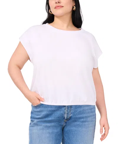 Vince Camuto Plus Size Elastic-hem Cap-sleeve Top In Brown