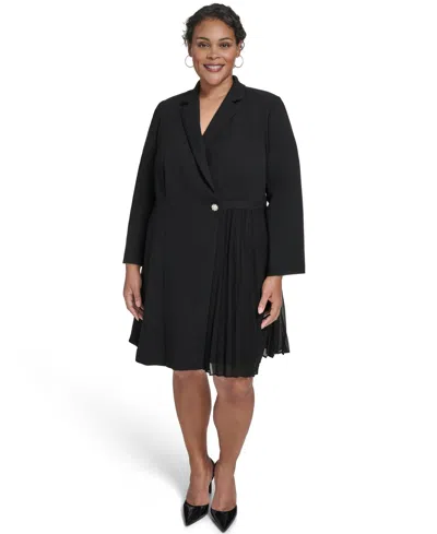 Vince Camuto Plus Size Fit And Flare Blazer Dress In Black