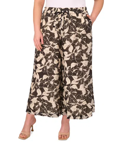 VINCE CAMUTO PLUS SIZE FLORAL-PRINT DRAWSTRING PANTS