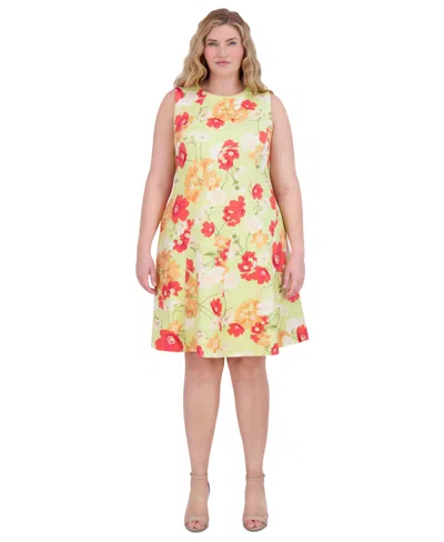 VINCE CAMUTO PLUS SIZE FLORAL-PRINT FIT & FLARE DRESS