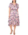 Vince Camuto Plus Size Floral-print Surplice Tiered Maxi Dress In Violet Blu
